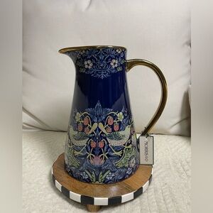 Navy Strawberry Thief Decorative Pitcher morris and co rare VHTF new 10”